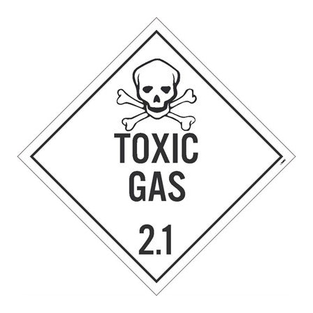 Toxic Gas 2.1 Dot Placard Sign, Pk25, Material: Pressure Sensitive Removable Vinyl .0045